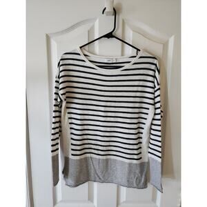 Vince. Women's XS Striped Colorblock Boatneck Pullover Linen Blend Minimalist